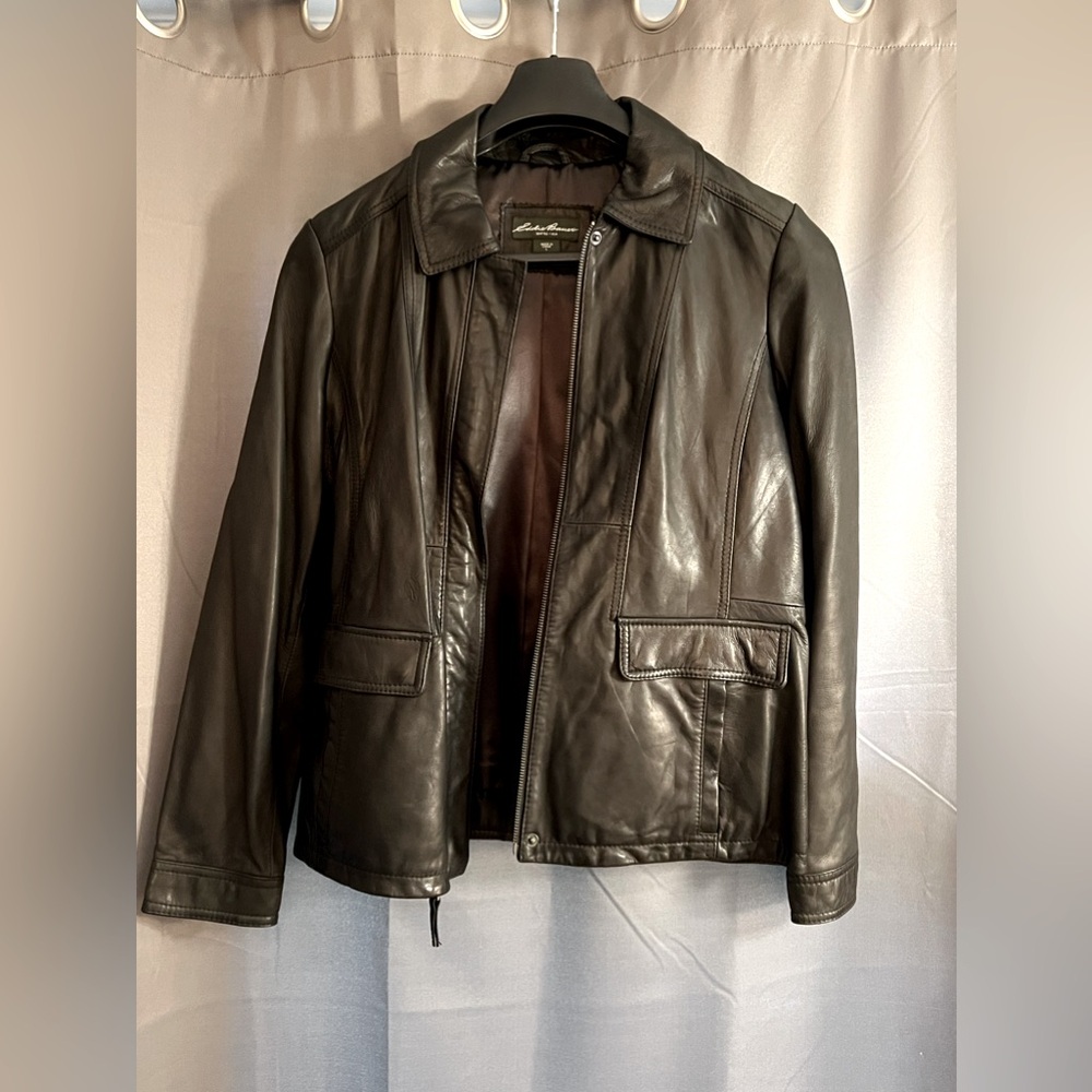Genuine black lamb leather Eddie Bauer new without tags